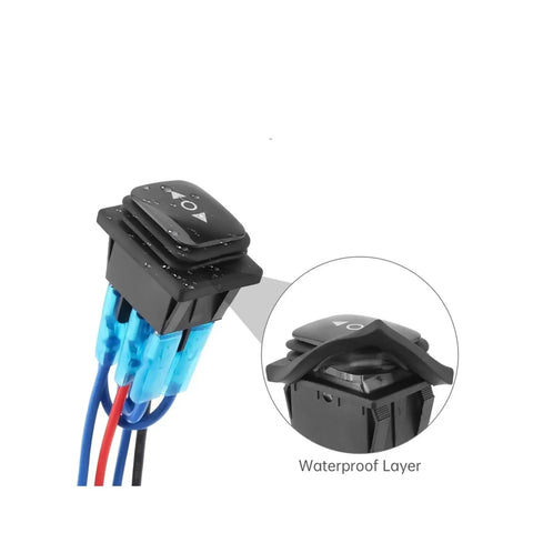 6Pin 3Pos Waterproof Reverse Polarity Panel Mount Stop Switch With No Tool Needed Quick Install Waterproof Housing Clear Tactile Feedback On Each Press And Precision Contact Structure For Reliable Power Switching, black with blue wires