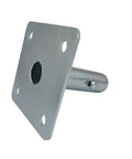 Four Pack Galvanized Scaffold Base Plates With Pins For Baker Style Scaffolding, Heavy Duty Stabilizers That Prevent Shake, 4 3 Fifths Inch Square Base, Stem OD 1 3 Eighth Inch, Stem Length 5 Inch, Fits Tubes Inside Diameter Over 1 3 Eighth Inch. Galvanized base plate with pin