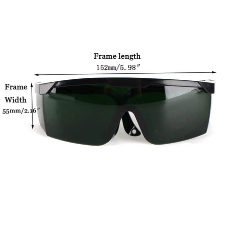 Broad Spectrum Laser Safety Glasses With Uv And Infrared Blocking Coating For Home Hair Removal Wands 200Nm To 2000Nm Range front view with measurements
