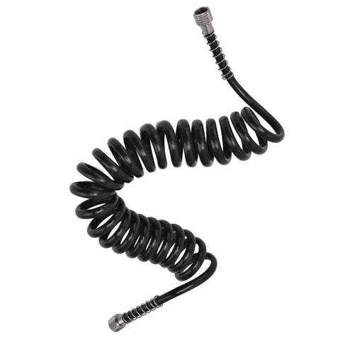 Top Tier Polyurethane Coil Air Hose Featuring G 1 8 Female Thread Connection Designed For Airbrush And Paint Projects High Flexibility Ensures Smooth Movement Without Kinking 2 Meter Length Great For Fans Looking To Upgrade Their Setup Now For Workshop. black polyurethane 2 meter coil air hose with G1/8 female threaded ends for airbrush use