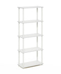 Turn N Tube Toolless 5 Tier Open Storage Shelf No Tools Needed Easy Assembly Bookcase For Living Room Home Office Bedroom White Finish Open Back Display For Books Decor And Office Supplies, 5-tier white shelf