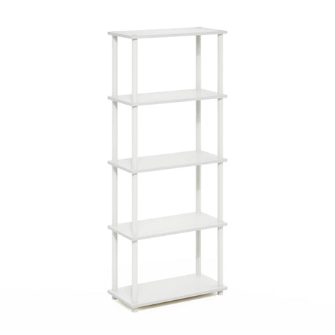Turn N Tube Toolless 5 Tier Open Storage Shelf No Tools Needed Easy Assembly Bookcase For Living Room Home Office Bedroom White Finish Open Back Display For Books Decor And Office Supplies, 5-tier white shelf