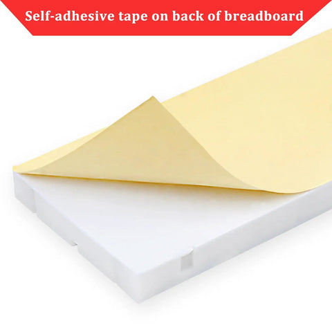 Self-adhesive tape on Ultimate Breadboard Kit For Makers 6 Piece Solderless Breadboard Set.