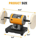 Pro Grade Heavy Duty Bench Buffer Polisher With Variable Speed Control Electric Buffing Machine dimensions 10.4 x 5.8 x 4.5 inches.