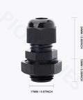 Close-up of Waterproof Nylon Cable Glands 3/8 NPT adjustable 4 to 8mm 0.16 to 0.31 inch with gaskets 50 pack IP68 for weatherproof wiring
