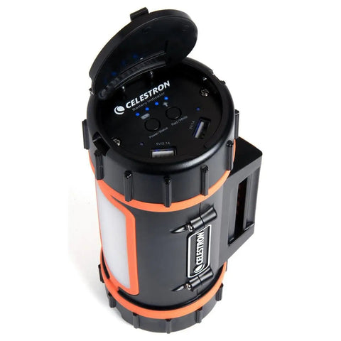 Go To Portable Power Tank LiFePO4 For Telescopes And Astronomy, 12V Battery Pack With 86.4Wh, USB ports and LED light top view