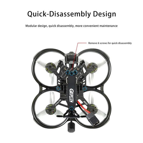 Top view of 4K 60FPS FPV Drone System With Advanced O3 Air Unit And 6S 2450KV VTX showing quick-disassembly carbon frame design.