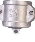 Rock Solid 304 Stainless Steel Quick Disconnect Hose Fitting Pump Coupling Plus Barb Adapter showing a durable coupling with safety rings.