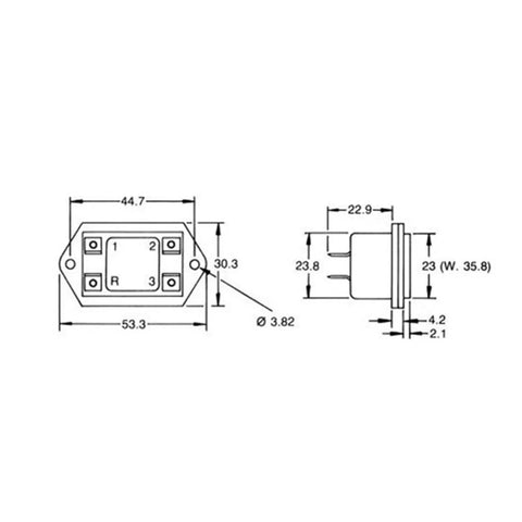 Technical drawing of Heavy Duty Hour Meter For Diesel And Gasoline Engines And Generators, dimensions shown in millimeters.