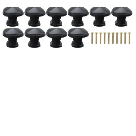 Heavy Duty Matte Black Square Pyramid Cabinet Knobs, Slick Kitchen Drawer Pulls And Bathroom Cupboard Hardware, 25 pack of solid metal knobs