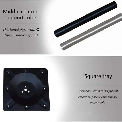 Rock Solid Stainless Steel Table Legs For Dining And Restaurant Furniture Sleek Silver Iron Base showing black and silver support tubes and square tray