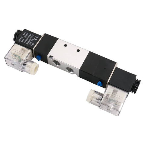 Pneumatic Solenoid Valve 4V230C-08 24V DC Internally Piloted, 5 Way 3 Position, PT1/4 Inlet Outlet Exhaust PT1/8, side view