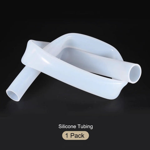 Crystal Clear Silicone Tubing 3.3 Ft Long 1.25 In ID By 1.5 In OD Heavy Duty Flexible High Temp Siphon Pump Tubing featured on black background.