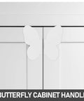 Butterfly Cabinet Handles And Drawer Knob Set In Vintage White Finish Easy Grip Metal Pulls For Dresser And Kitchen Cabinets