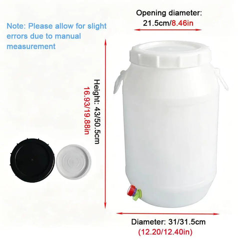 Go To Large Open Top Plastic Storage Barrel 30L HDPE Drum With Wide Mouth Screw Lid And Lock Ring Airtight Water And Food Storage