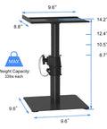 Two Pack Free Standing Universal Desk Speaker Stands That Are Rock Solid With 9.6 By 8.8 Inch Trays Height Adjustable Black Stand