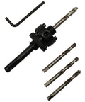 Heavy Duty Metal Hole Saw Arbor Kit With Hex Shank And Four Center Drill Bits Perfect For Rugged Drilling Jobs Without Breaking A Sweat Or Running To The Hardware Store Again, metal arbor and bits