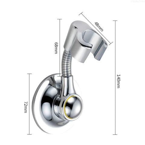 Shower Head Holder With Suction Cup, Adjustable Height, 360 Degree Rotating, Multi-Directional Bracket, Removable Wall Mount For Easy Tool-Free Setup And Temporary Use In The Shower