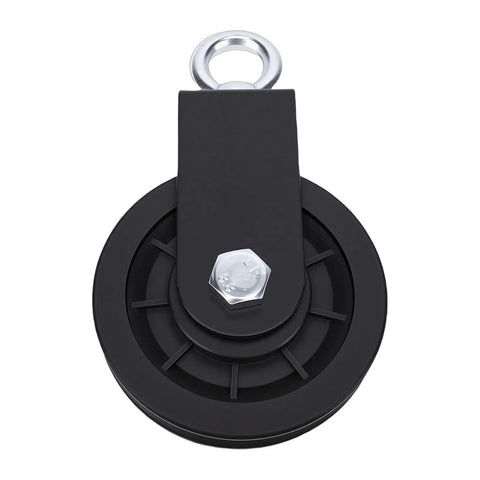 Heavy Duty Pulley Wheel For Home Gym Built Tough With ABS Alloy Construction, 440 Lb Capacity, 360 Degree Rotating Cable Wheel For Lat Pulldown And Full Body Workouts, Smooth Glide And Versatile Cable Training Accessory For Gains. black 360° home gym pulley wheel with alloy eyelet