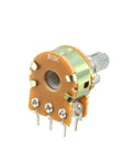10K Ohm Dual Turn Rotary Potentiometers Set Of 10 Carbon Film Taper Variable Resistors For Spot On Adjustments And Solder Friendly Electronics Projects 6.7mm Thread Diameter, showing potentiometer details with knurled shaft.