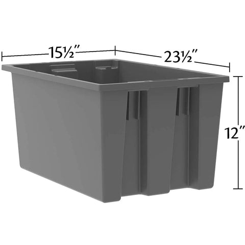 Nest And Stack Plastic Storage Totes Set Of 3, Built-Tough Red Distribution Bins With Secure Lids, 23-1/2-Inch L X 15-1/2-Inch W X 12-Inch H