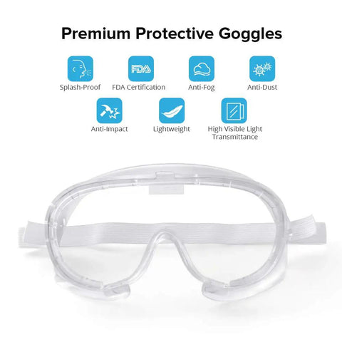 Protective Safety Goggles With 360 Degree Seal And Anti Fog Lens For Clear Vision At Work Lab Or Home Durable Polycarbonate Frame