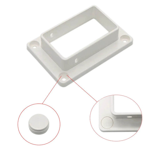 Top Shelf 2 Pack Slotted Handrail Bracket Kit For White Vinyl Fencing 2 By 3 5 Inch Post Mount with white plastic base.