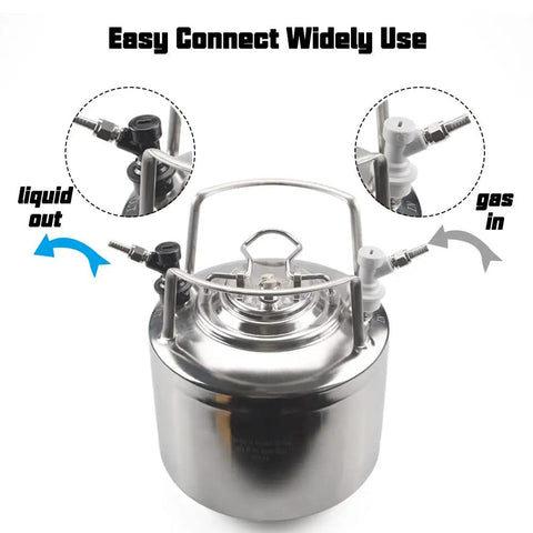 Ball Lock Keg Quick Connect Fittings With Swivel Nuts For 3/16 Inch Liquid Hose And 5/16 Inch Gas Hose, MFL Ball Lock Disconnects Set on Corny keg