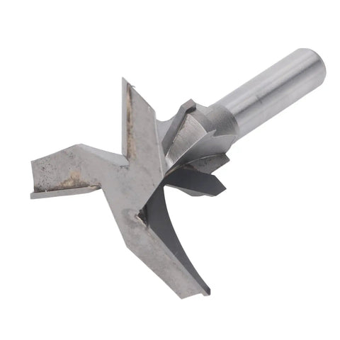 Super Cool Thonlai Arc Bending Router Bit With 1/2 Inch Shank And Three Flutes for smooth wood slotting, close-up view.