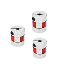 Flexible Aluminum Plum Jaw Spider Shaft Coupling For 8mm To 10mm Shafts, Red Color, Set of Three, Durable Polyurethane Insert