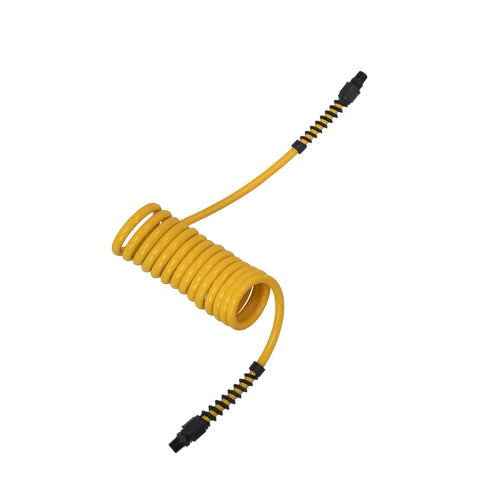Heavy Duty No Nonsense Polyurethane Recoil Air Hose Zero Drama Self Coiling One Quarter Inch By Ten Foot Swivel Tubing, yellow tubing
