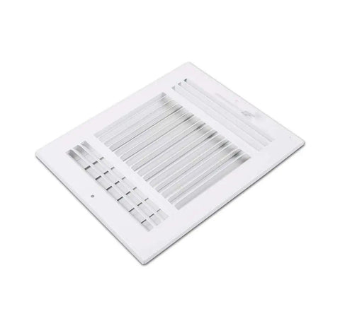 Three Way Plastic Side Wall Ceiling Register In White For Duct Opening Outside 12W x 10H Inside 10W x 8H With Rust Proof All Plastic Build