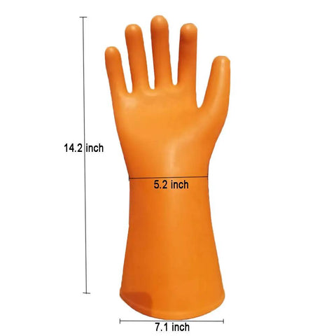 Electrical Insulated Lineman Rubber Gloves Class 2 for Electricians High Voltage 20KV Safety Work Gloves in orange natural rubber.