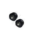 Heavy Duty Four Inch Uhmw Nylon V Groove Rolling Wheel Built Tough For Smooth Sailing Performance Featuring Sealed Ball Bearings And Zero Hassle Sliding Gate Motion Rated At Seven Hundred Fifty Pounds Capacity Set Of Two - close-up view of nylon wheels.