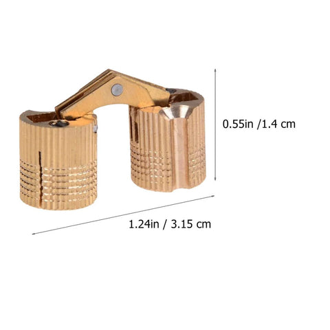 SHINEOFI copper hidden bracket hinges pair; concealed cabinet door hardware, copper finish, 0.55in tall, 1.24in wide