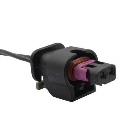 Premium Ambient Air Temperature Sensor Connector Pigtail for 2014 to 2021 Chevy and GMC vehicles, black polyamide housing with pink terminal.