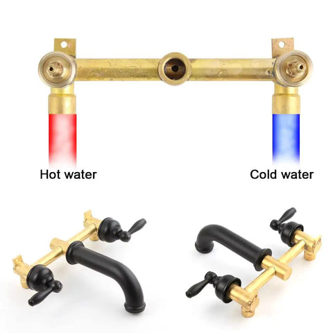 Brushed Nickel Tub Faucet With Wall Mounted Spout 3-Hole High Flow Tub Filler 2-Handle Valve And Trim Kit brass fittings