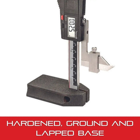 Electronic Height Gauge With Hardened Stainless Bar, 0 To 6 Inch Range, .0005 Inch Resolution, LCD display shown in use
