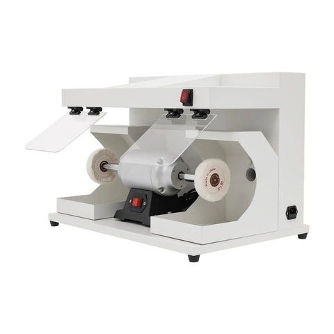 Heavy Duty Dual Head Bench Grinder With Adjustable Dust Guards Rock Solid 3000 RPM Variable Speed Buffing Machine for jewelry and metal work.