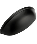 Three Inch Cup Drawer Pulls Set Of Five In Flat Black Modern Kitchen Cabinet Handles Hardware For Cupboards With Three Inch Center To Center Distance And Smooth Scratch Resistant Finish