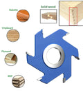 Six Wing Carbide Slot Cutter For Wood Milling with Heavy Duty Rabbeting, shown with wood material compatibility options.