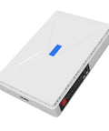 Kickass Mini Ups With 10400mAh Battery Backup And US Plug For Router Modem in white ABS housing, angled view showing ports.