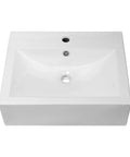Floating Wall Mount Vessel Sink 21x16 White Porcelain Ceramic Basin With Overflow Rectangular Wall Hung Lavatory Sink