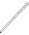 Left Right Hand Swage Lag Screws Kit In T316 Stainless Steel for DIY cable railing, close-up of single screw on white background
