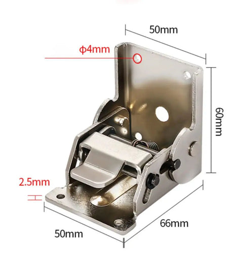 Two Pack 90 Degree Self Locking Folding Hinge Steel Foldable Bracket Hidden Hinge For Extension Brackets On Table Legs Bed Legs And Work Benches Heavy Duty