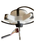 Close-up of External Pro-Grade Fan For Inverter Air Conditioners With DC Brushless Motor, viewed from underside
