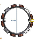Top Shelf Replacement Alternator Coil Stator for John Deere GT235 LT166 shows inner coils and dimensions 5.28in by 4.83in.