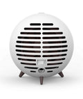 Front view of Portable Space Heater with Detachable Hand Warmer, compact round design, 6 x 6 x 5 inches, white, for desk or small room.