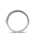 Top Shelf 14K Solid White Gold One Carat Total Weight Three Row Diamonds Wedding Band Ring For Her Dope 52 Stone SI2 Clarity G Color side view