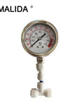 Malida stainless water pressure gauge for aquarium/RO system, 0–1.6 MPa (0–220 psi), 1/4" fitting.